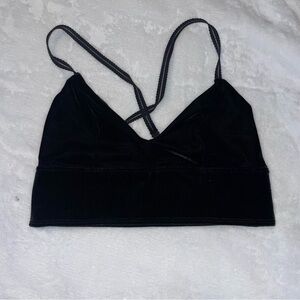 Beyond Yoga Black Strappy Velvet Bralette